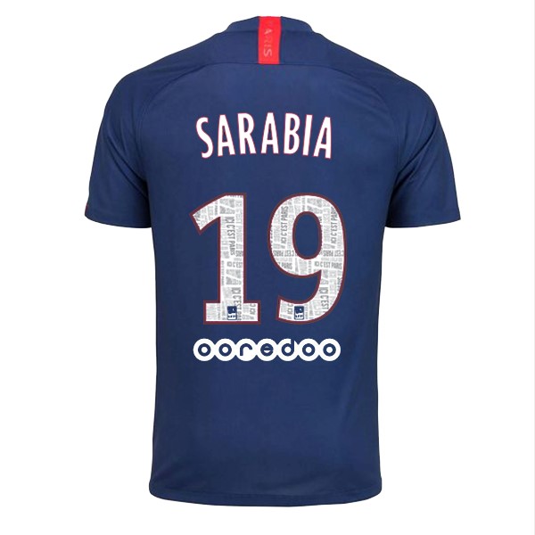 Camiseta Paris Saint Germain NO.19 Sarabia Primera equipación 2019-2020 Azul